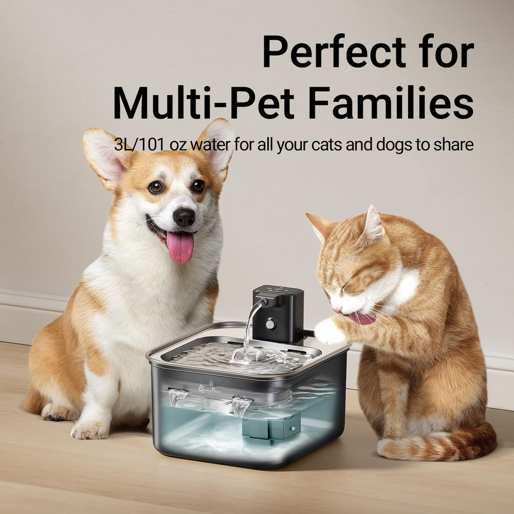 DownyPaws bebedero de flujo natural imita cascada suave para atraer al gato.