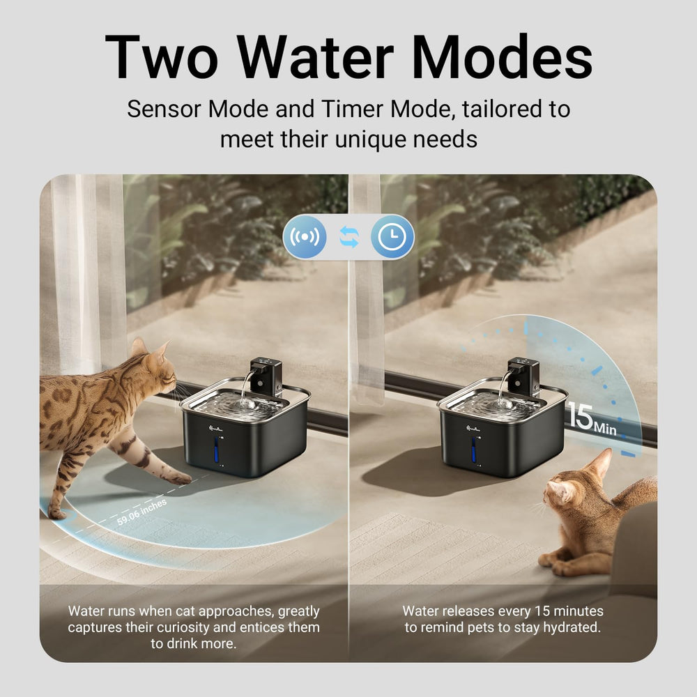 DownyPaws bebedero para gato sensor de movimiento para activar el flujo automáticamente.