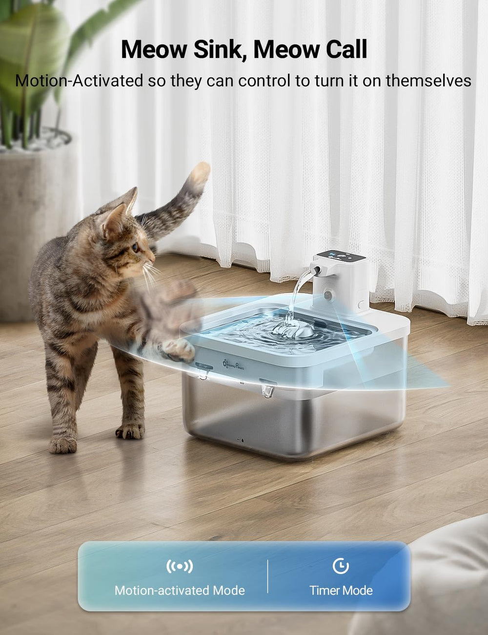 Capacidad de 2.5 litros de DownyPaws para agua fresca durante más tiempo.