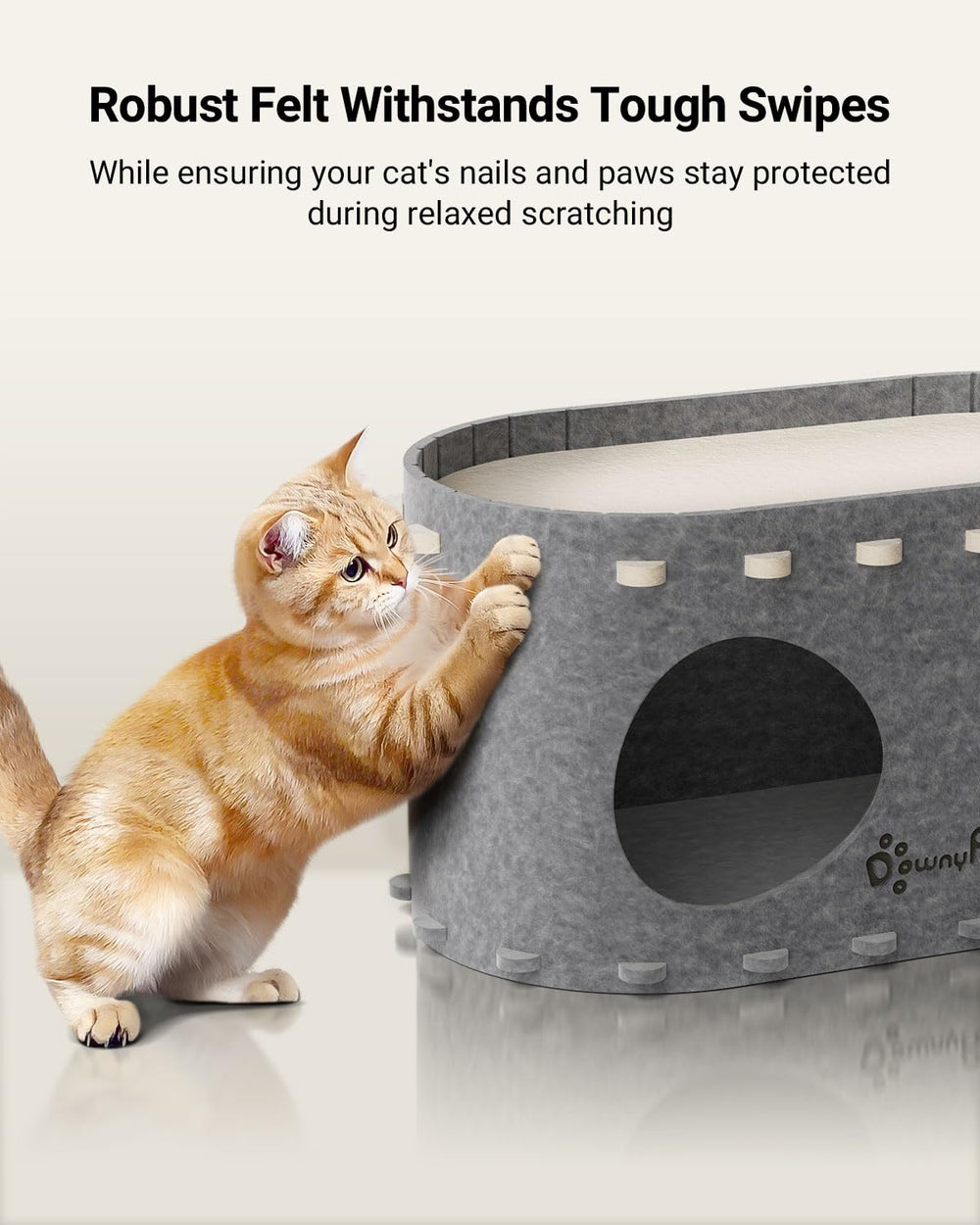DownyPaws PeekaPurr, medidas compactas para caber en espacios pequeños.
