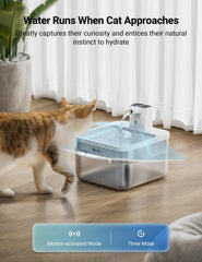 DownyPaws sensor movimiento bebederos gatos activa flujo al acercarse, estimula juego y consumo.