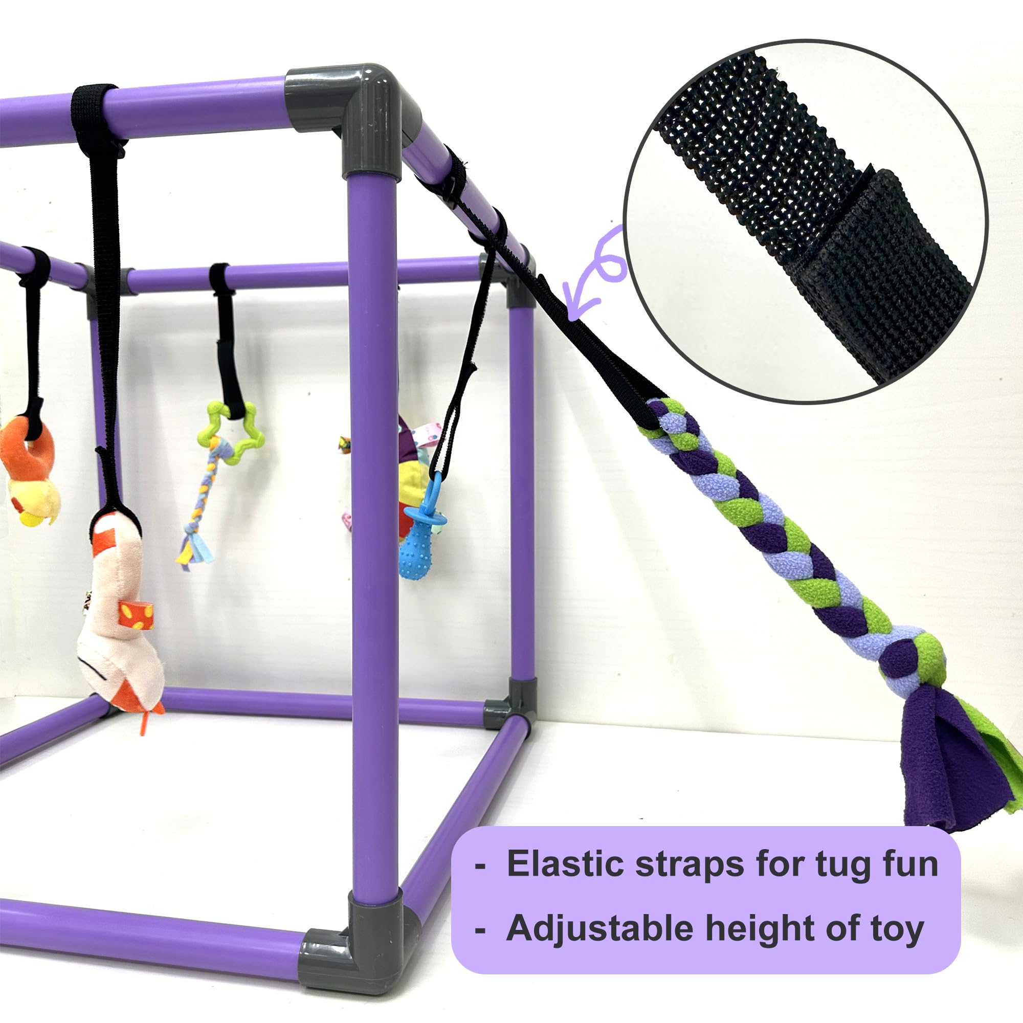 DOZZOPET Gimnasio para cachorros con tiras elásticas para juego colaborativo