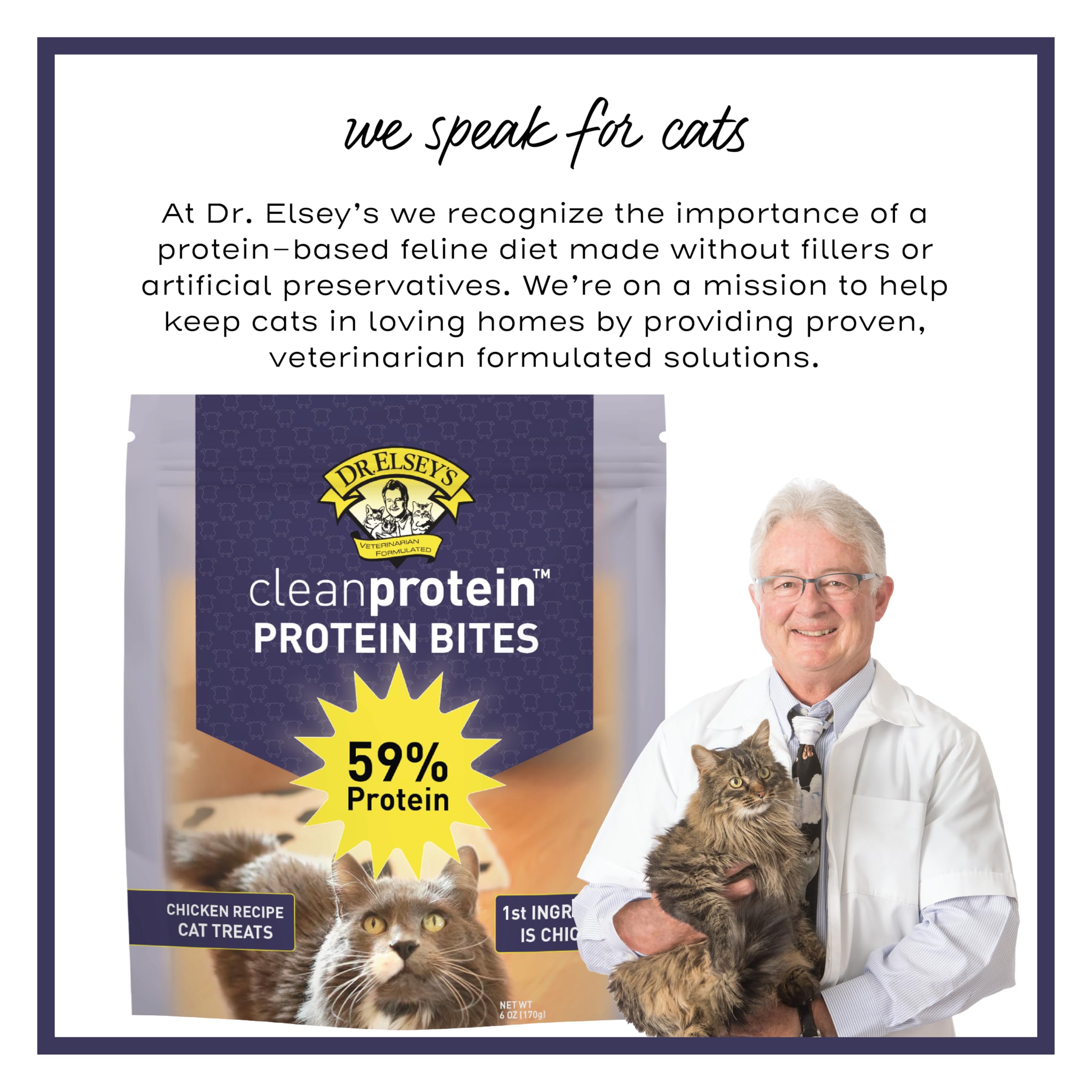 Dr. Elsey's CleanProtein bocaditos pollo, sin subproductos para una opción limpia.