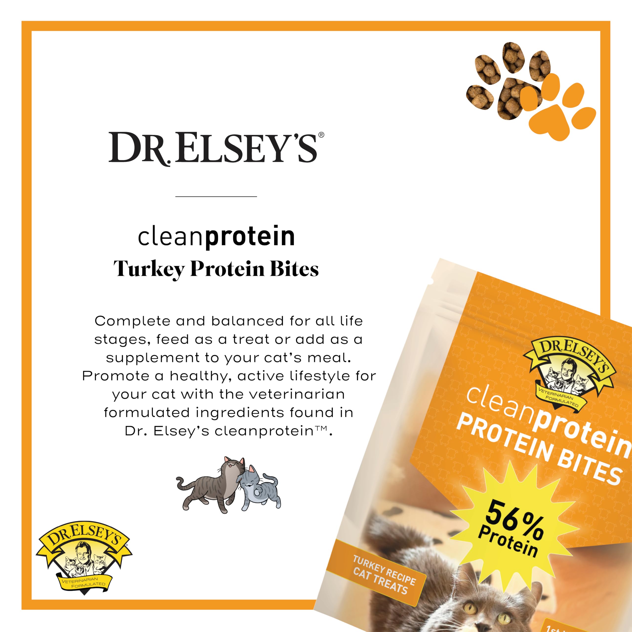 Dr. Elsey's cleanprotein Bocados de pavo, envase abierto, sin subproductos visibles.