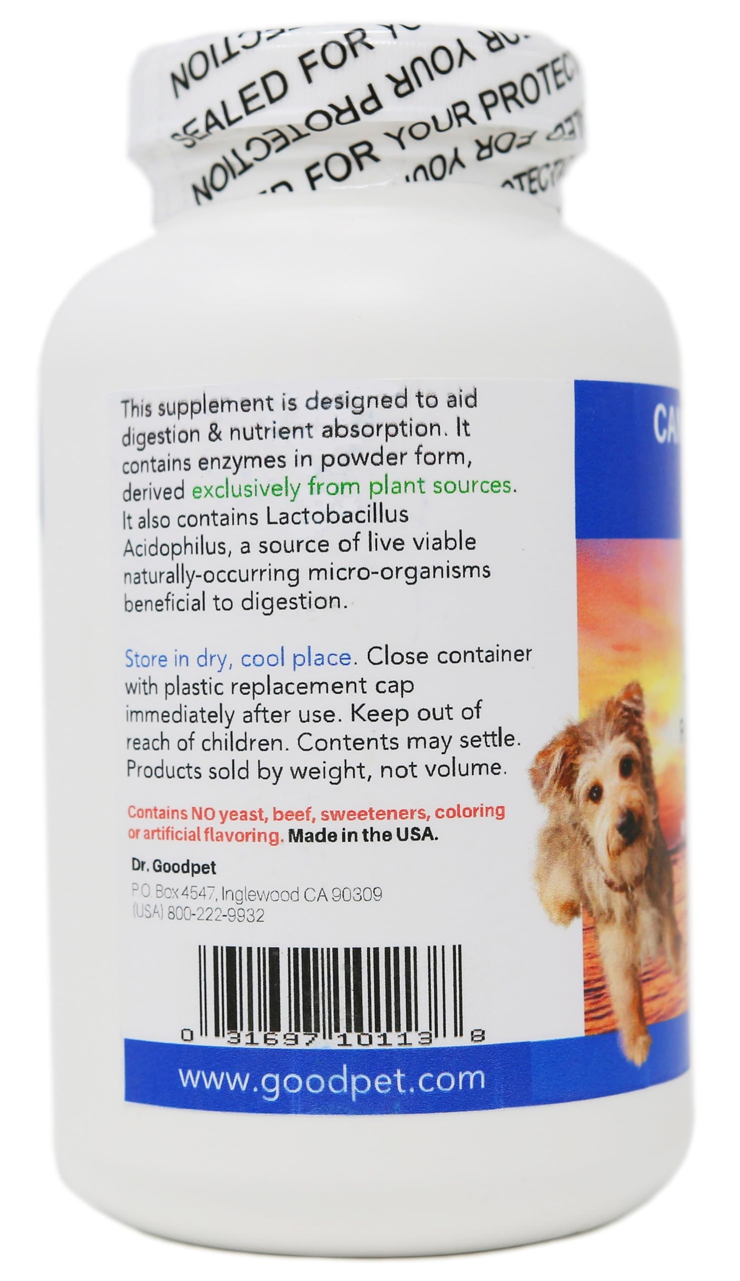 Dr. Goodpet: perro comiendo alimento seco con suplemento digestivo.