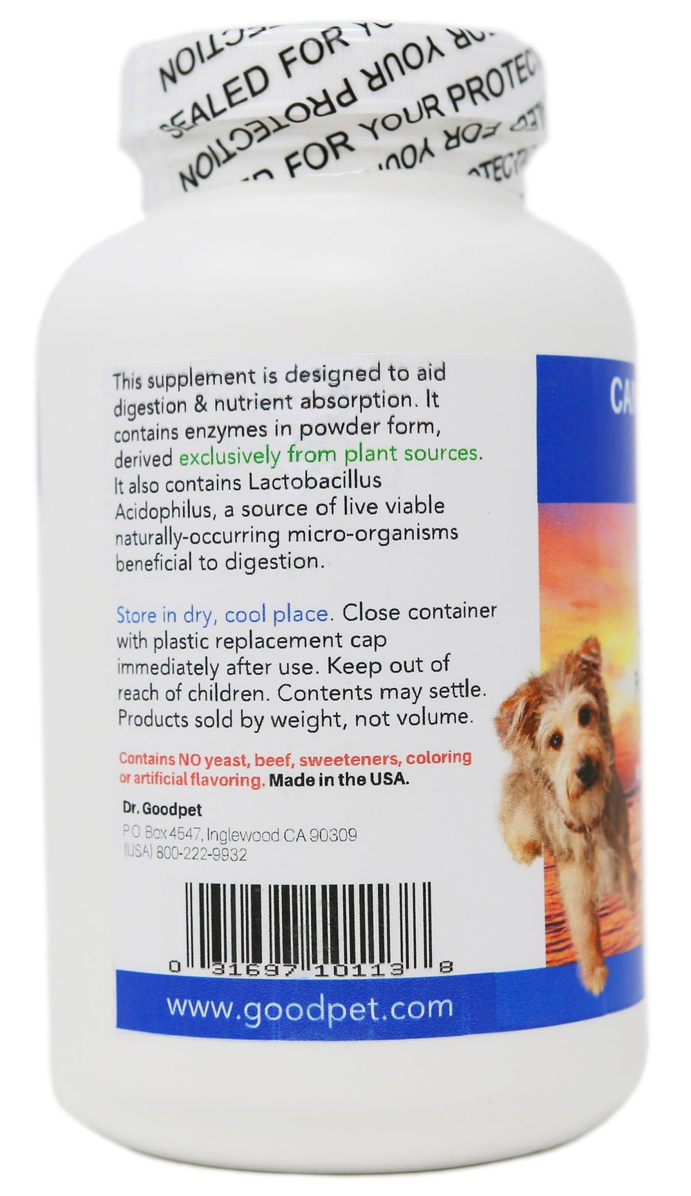 Dr. Goodpet: perro comiendo alimento seco con suplemento digestivo.