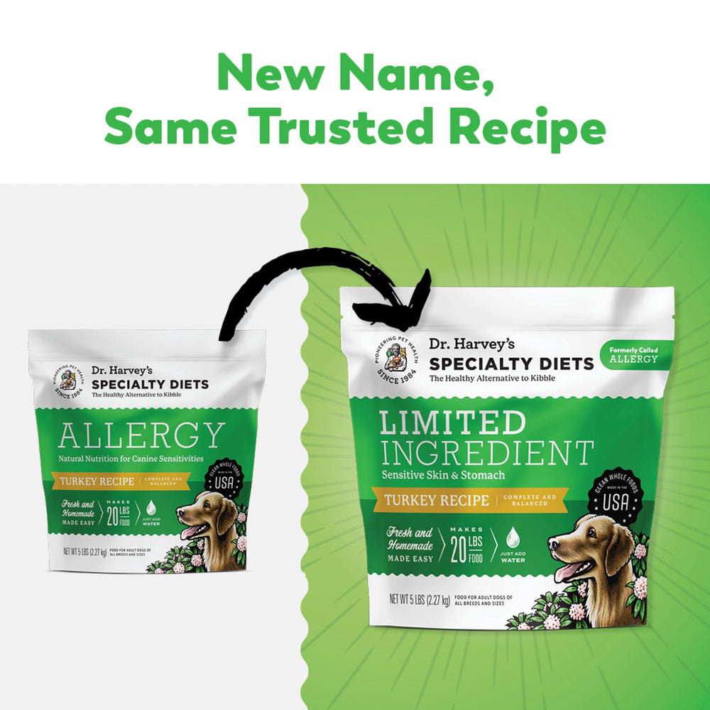 Dr. Harvey's dieta para perros sin granos con pavo e ingredientes enteros.