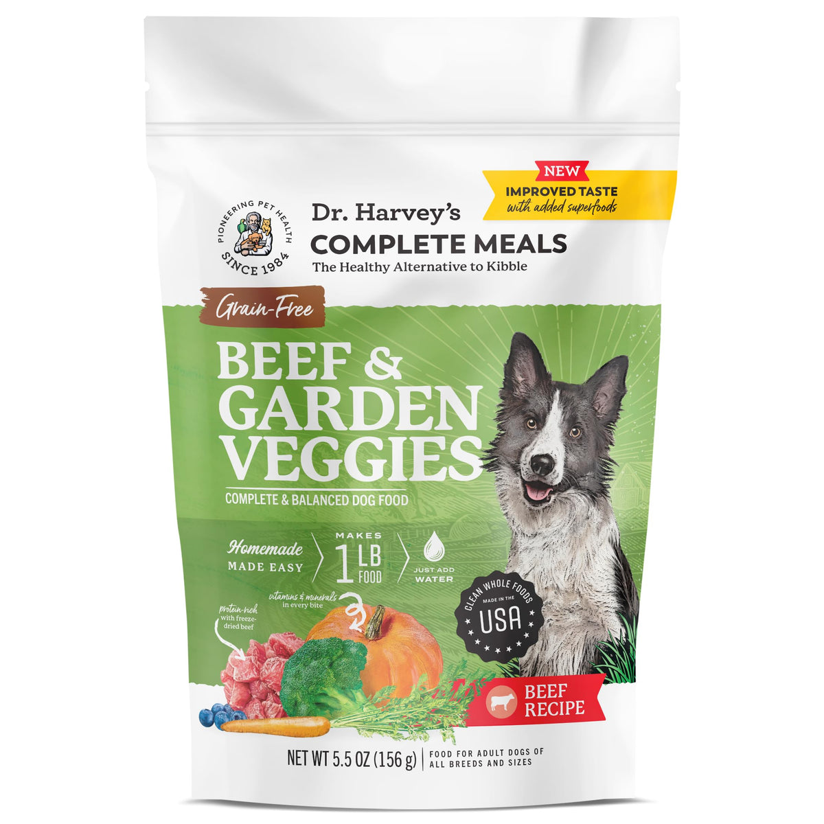 Dr. Harvey's carne de res y verduras deshidratadas, alimento completo para perros.