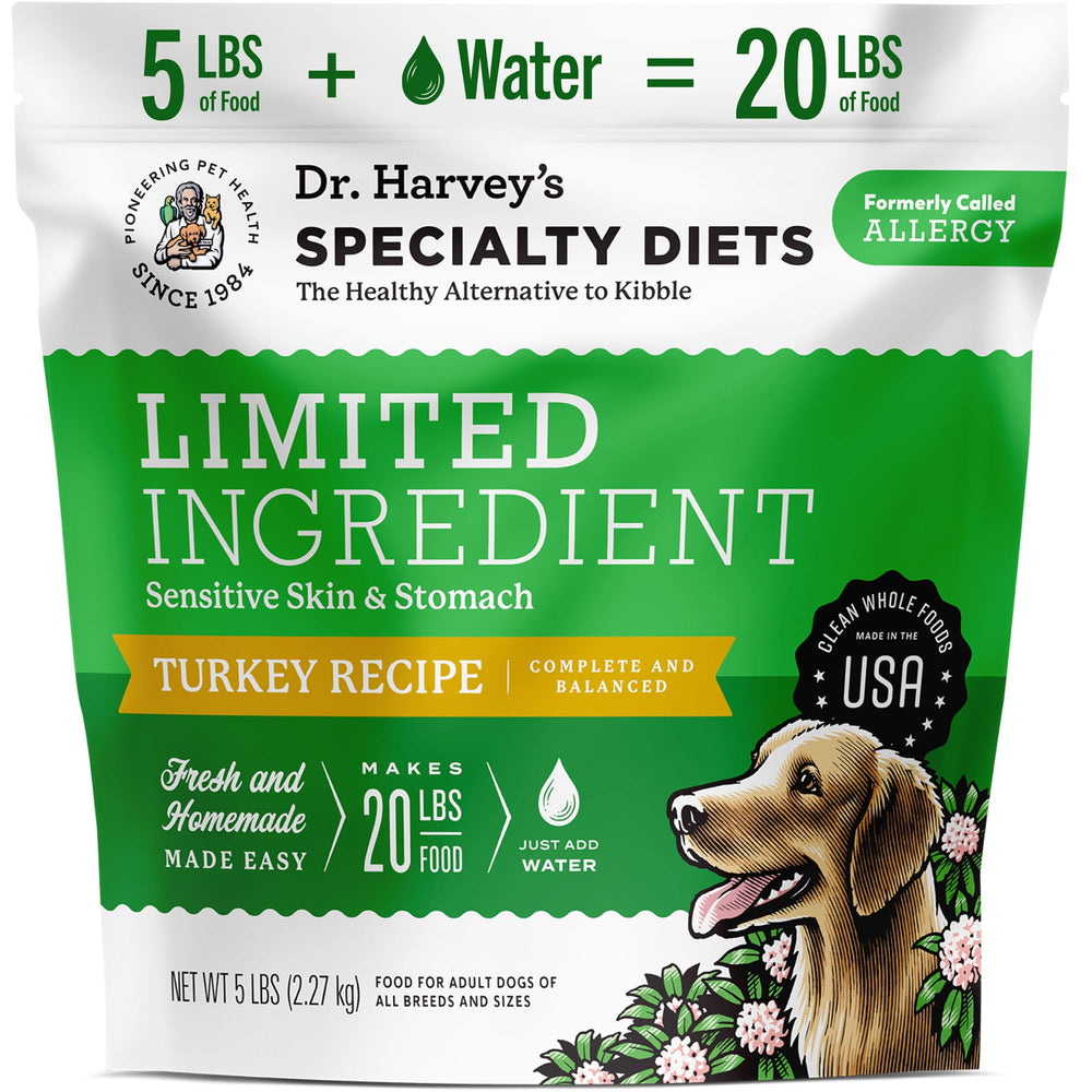Dr. Harvey's dieta limitada con pavo en bolsa de 5 libras para estómago sensible y piel sana