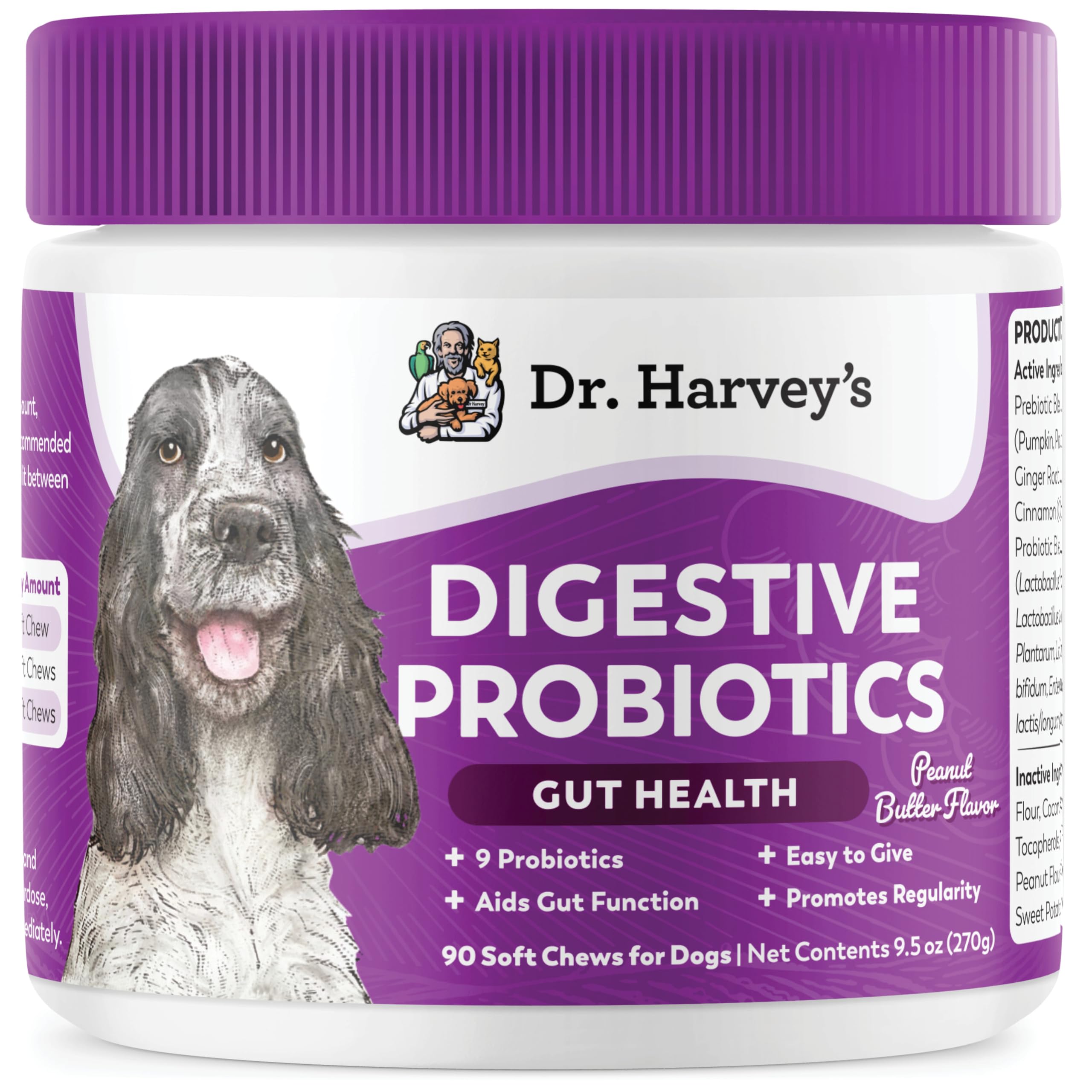 Dr. Harvey's Traguitos Probióticos Digestivos Suaves para Perros, empaque visible, apoyo digestivo diario