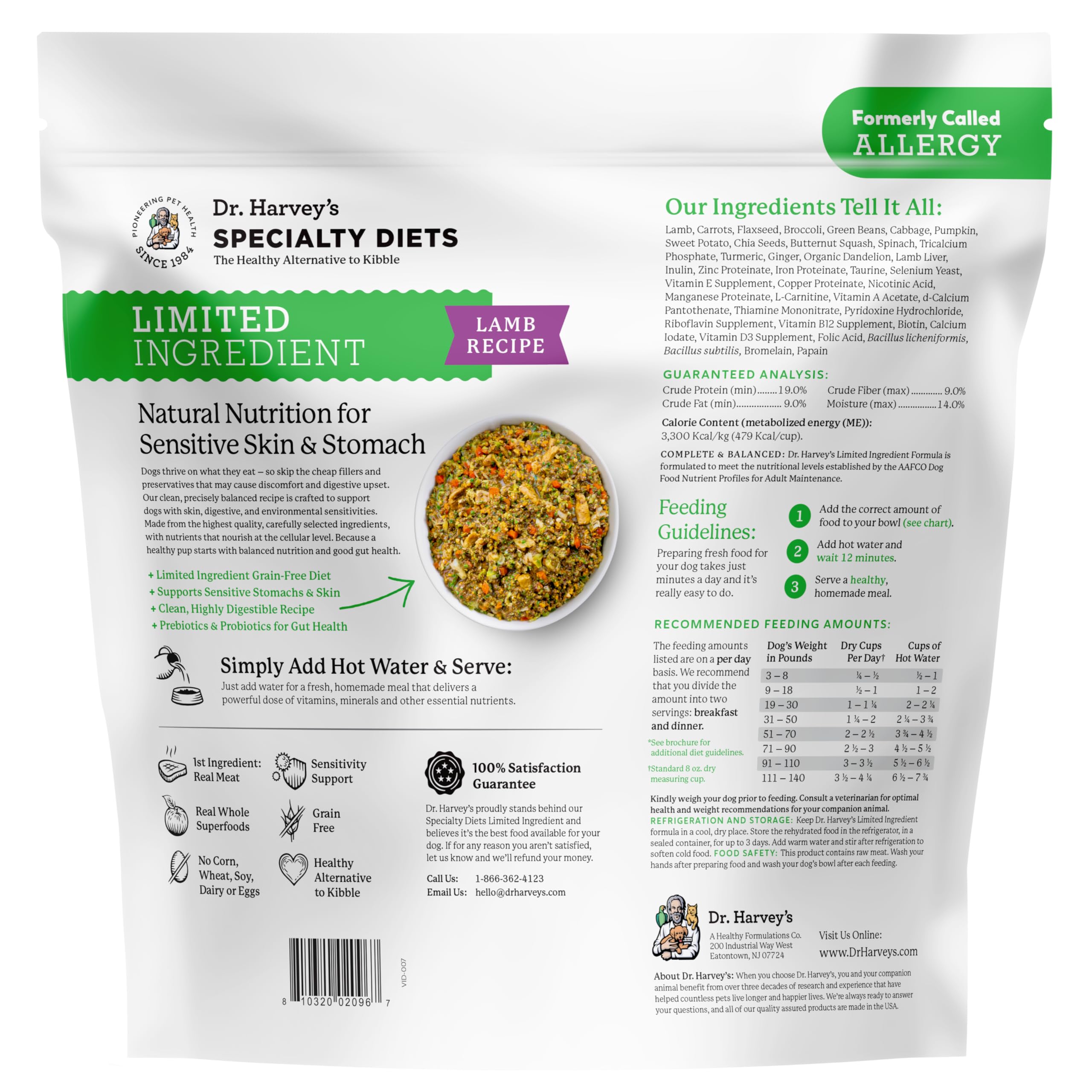 Dr. Harvey's ingredientes clave y superalimentos para perros.