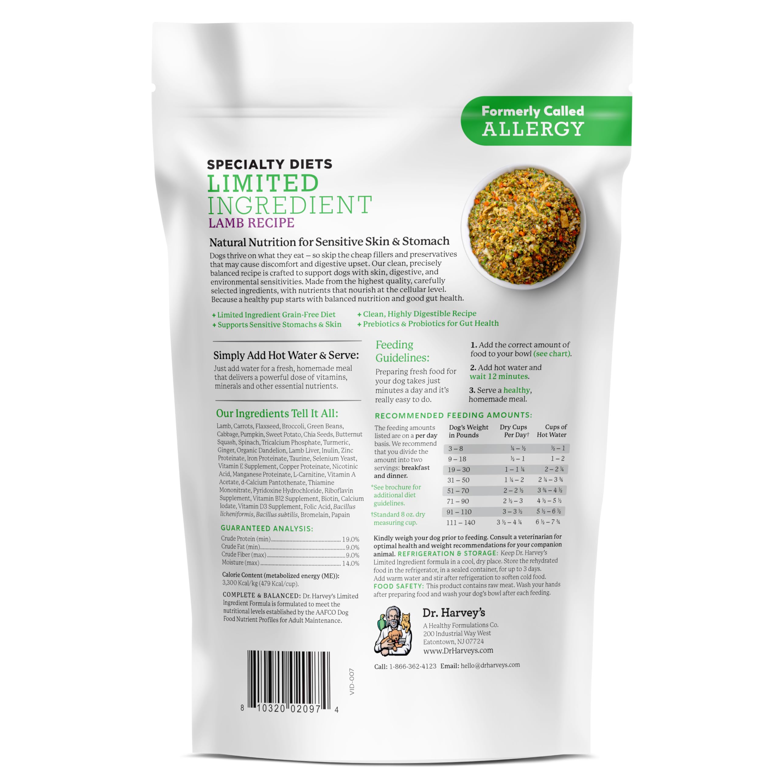 Dr. Harvey's Limited Ingredient: comida servida en tazón para usar en casa.