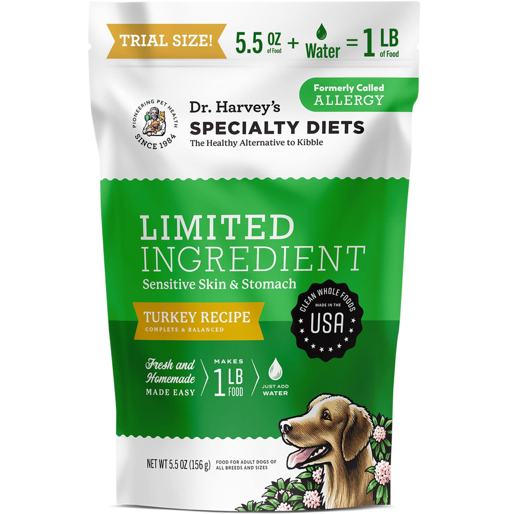 Dr. Harvey's Dieta de Ingredientes Limitados, bolsa muestra 5.5 oz para probar la dieta de pavo.