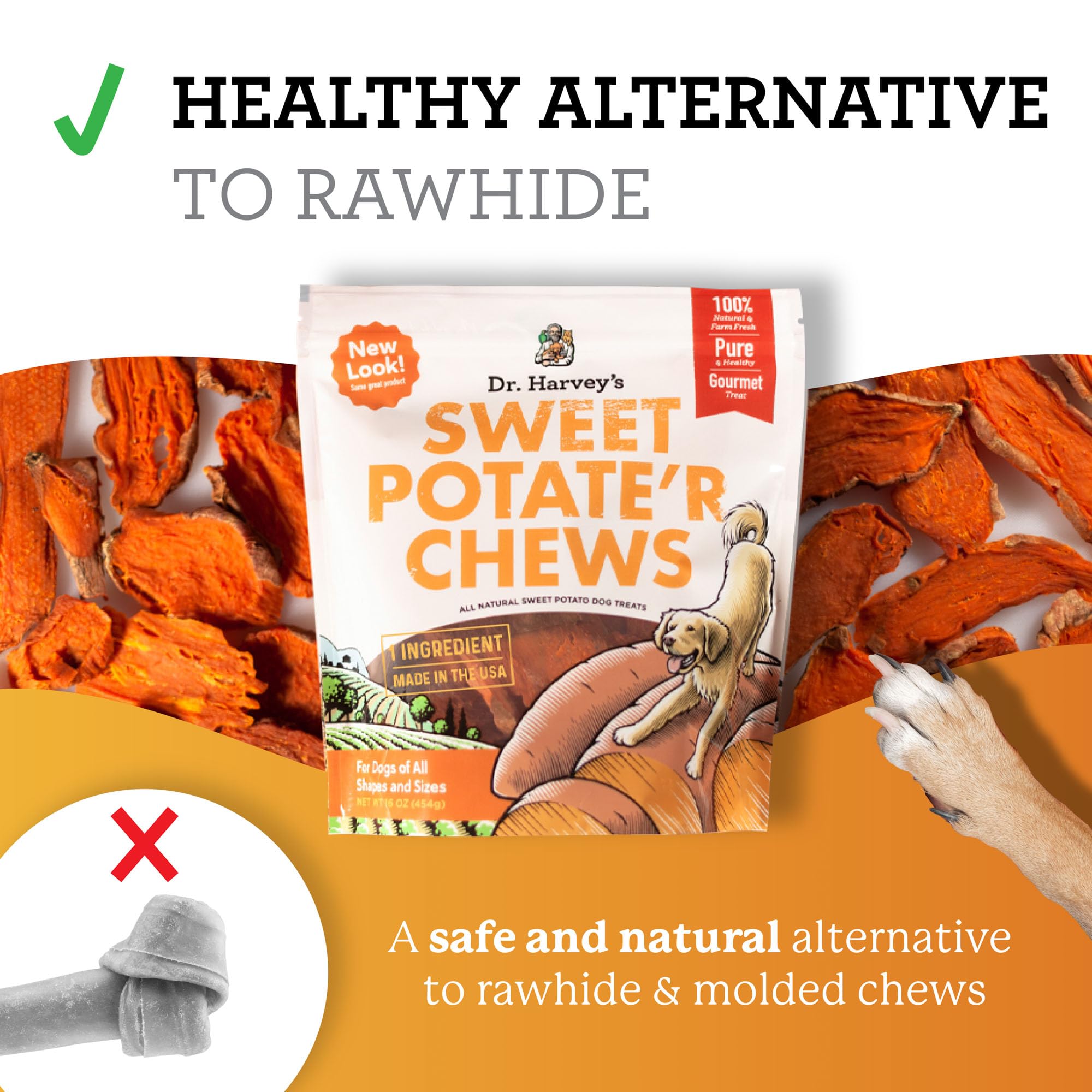 Origen EE.UU.: patatas dulces para perros de Dr. Harvey's