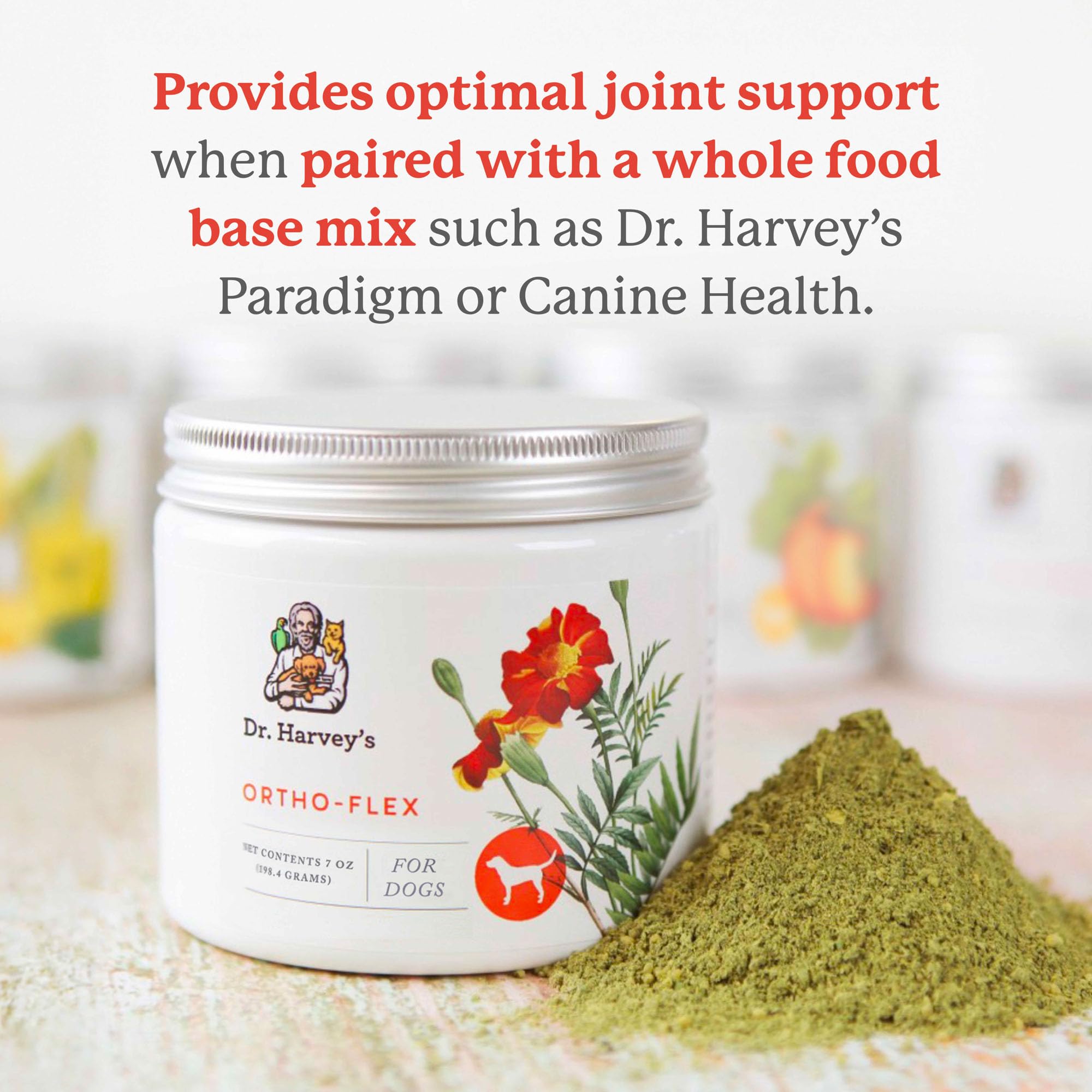 Dr. Harvey's Ortho-Flex ingredientes clave para movilidad y cuidado articular.