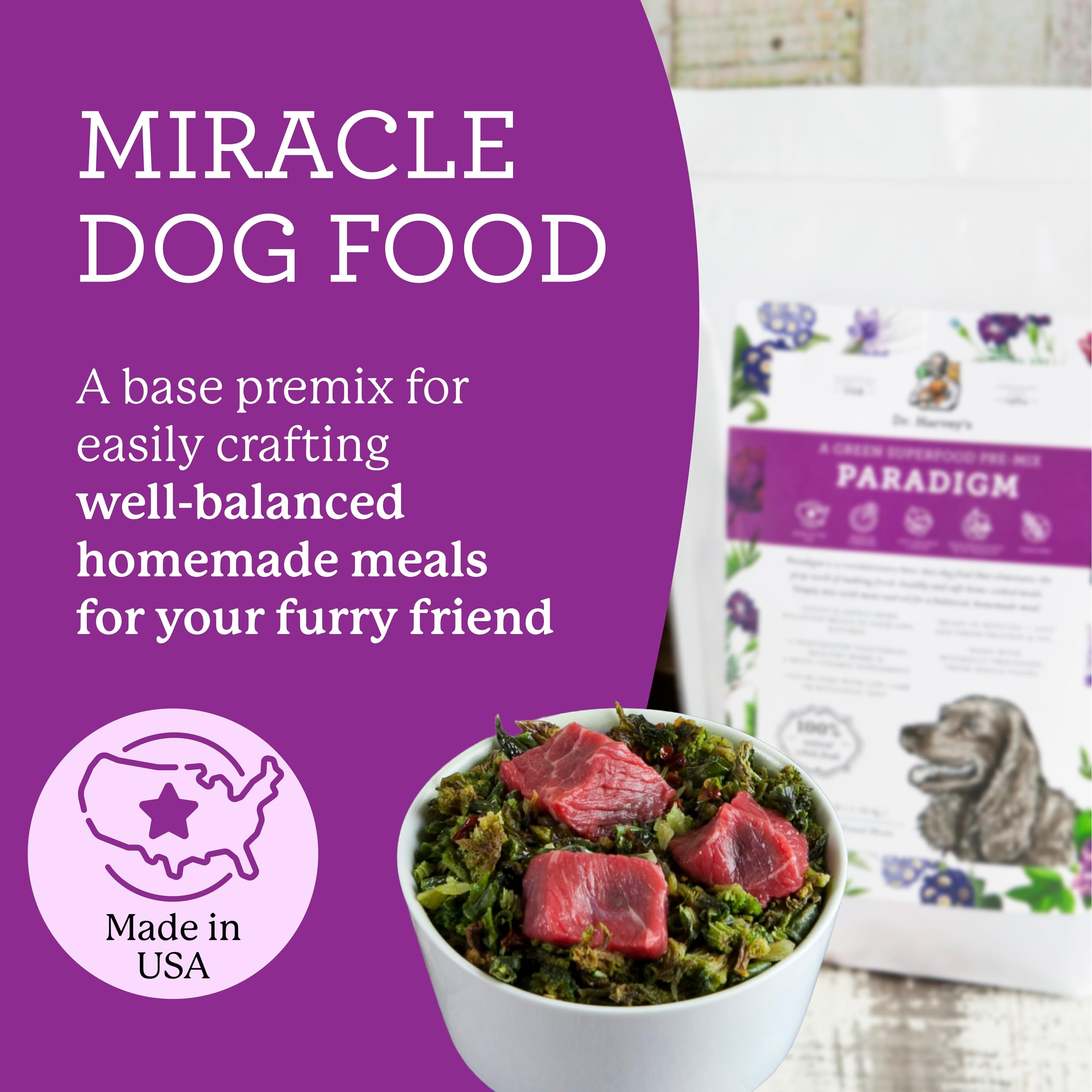 Dr. Harvey's Paradigm rehidratación rápida en minutos para comidas caseras de perros.
