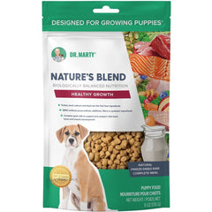 Dr. Marty Nature's Blend, comida liofilizada para cachorros, apoyo al desarrollo y energía equilibrada.