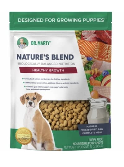 Dr. Marty Nature's Blend para cachorros, crecimiento sano y proteína de calidad.