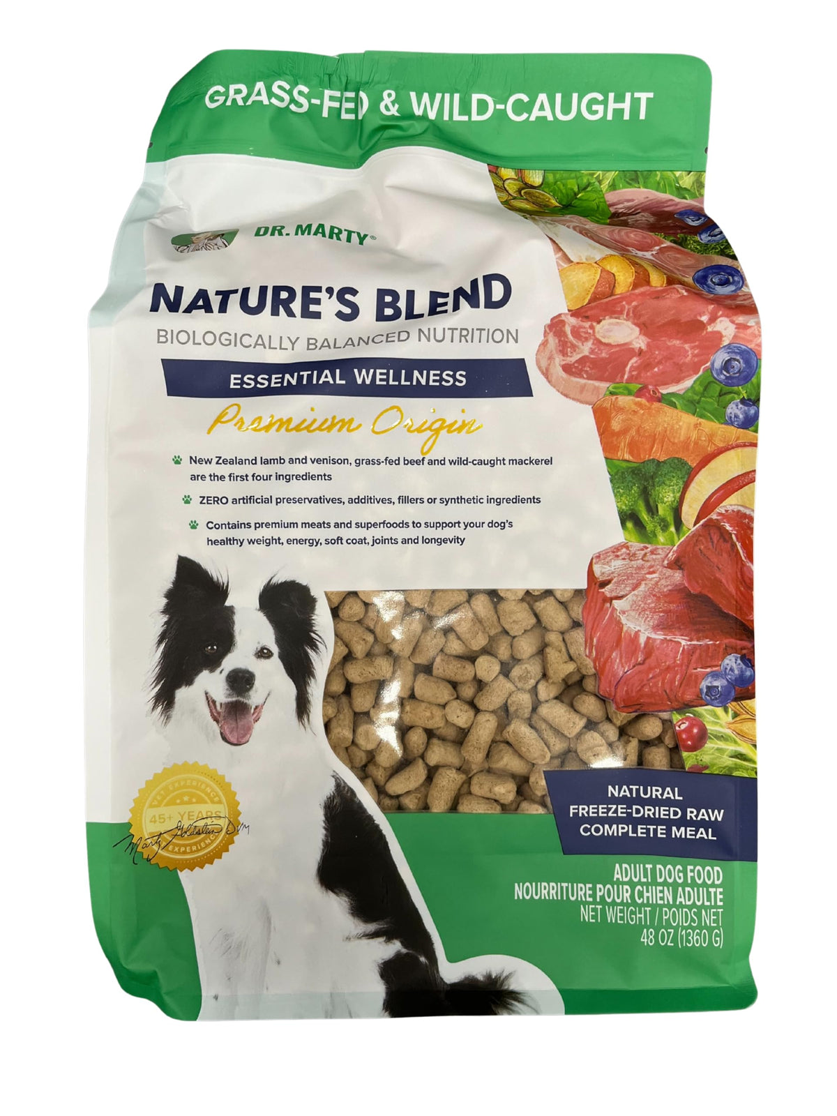 Dr. Marty Nature’s Blend Origin 48 oz bolsa, alimento liofilizado para pelaje saludable