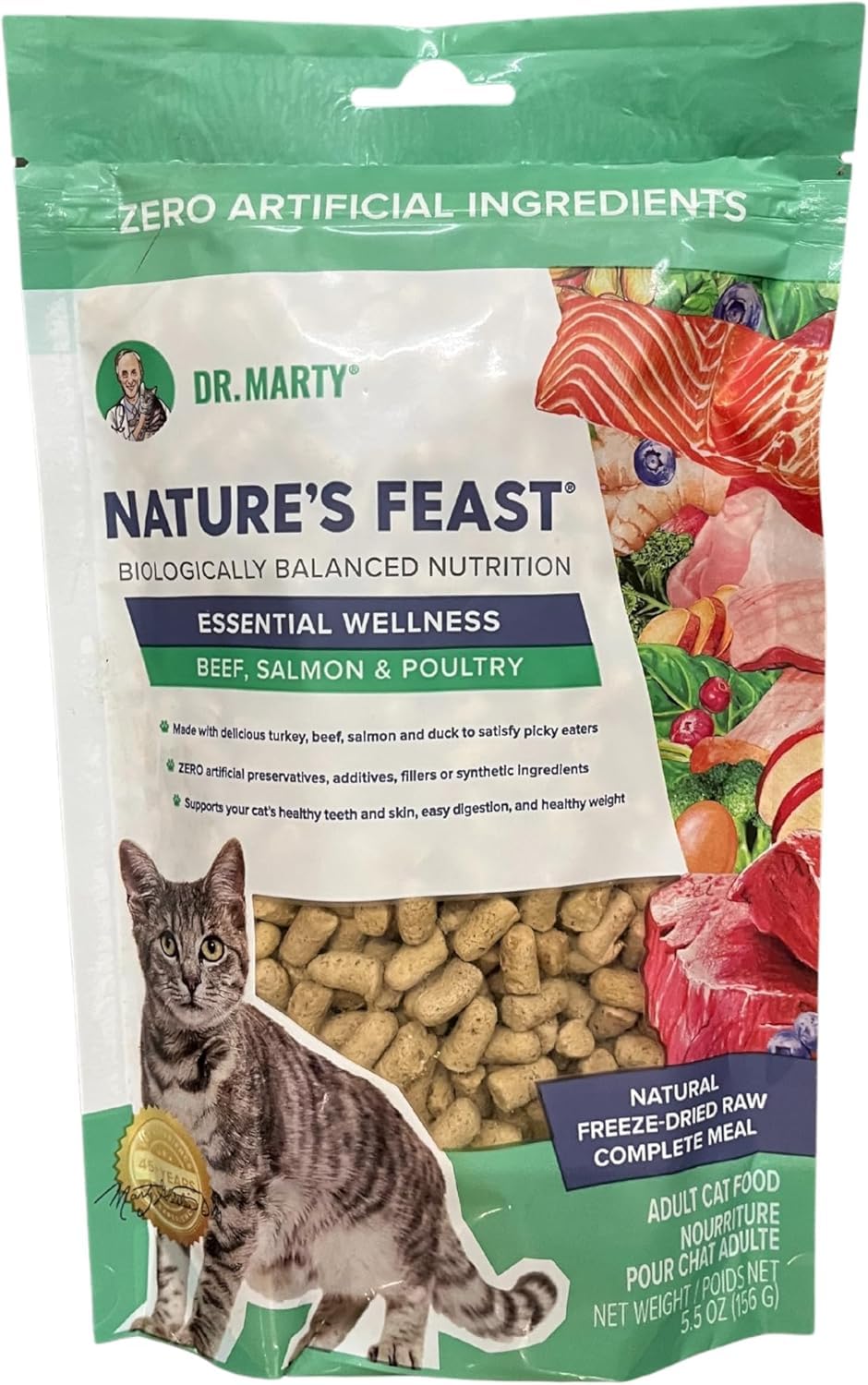 Dr. Marty Nature's Feast Essential Wellness en bolsa, alimento seco para gatos, apoyo energético diario