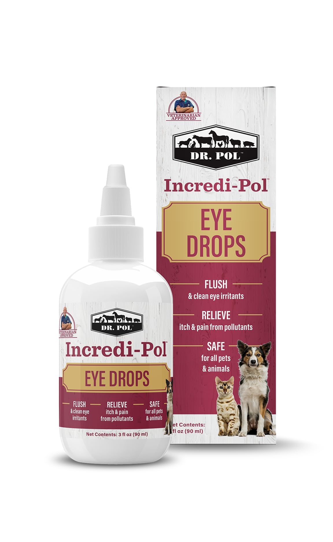 Dr. Pol Incredi-Pol Gotas para ojos limpian irritantes suavemente para perros y gatos.