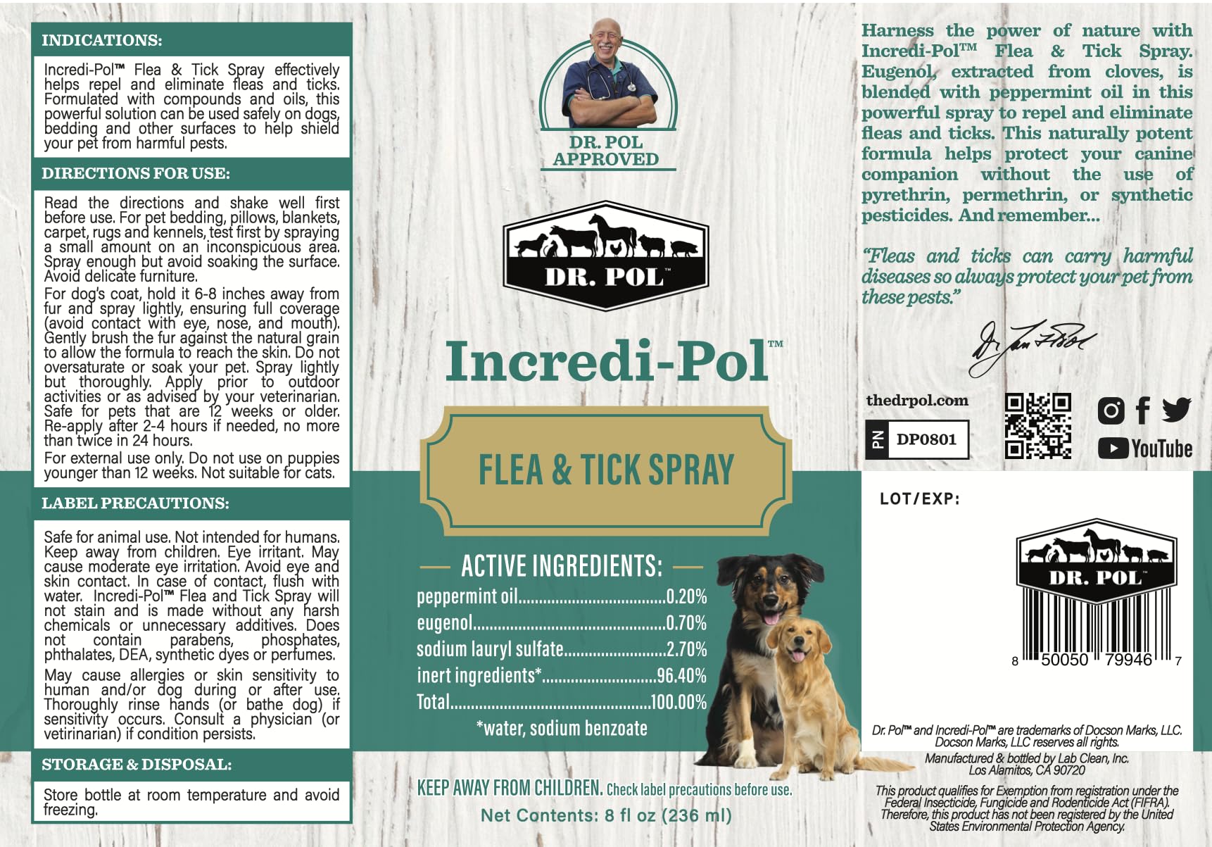 Dr. Pol Incredi-Pol Spray, perfecto para jaulas y zonas de descanso