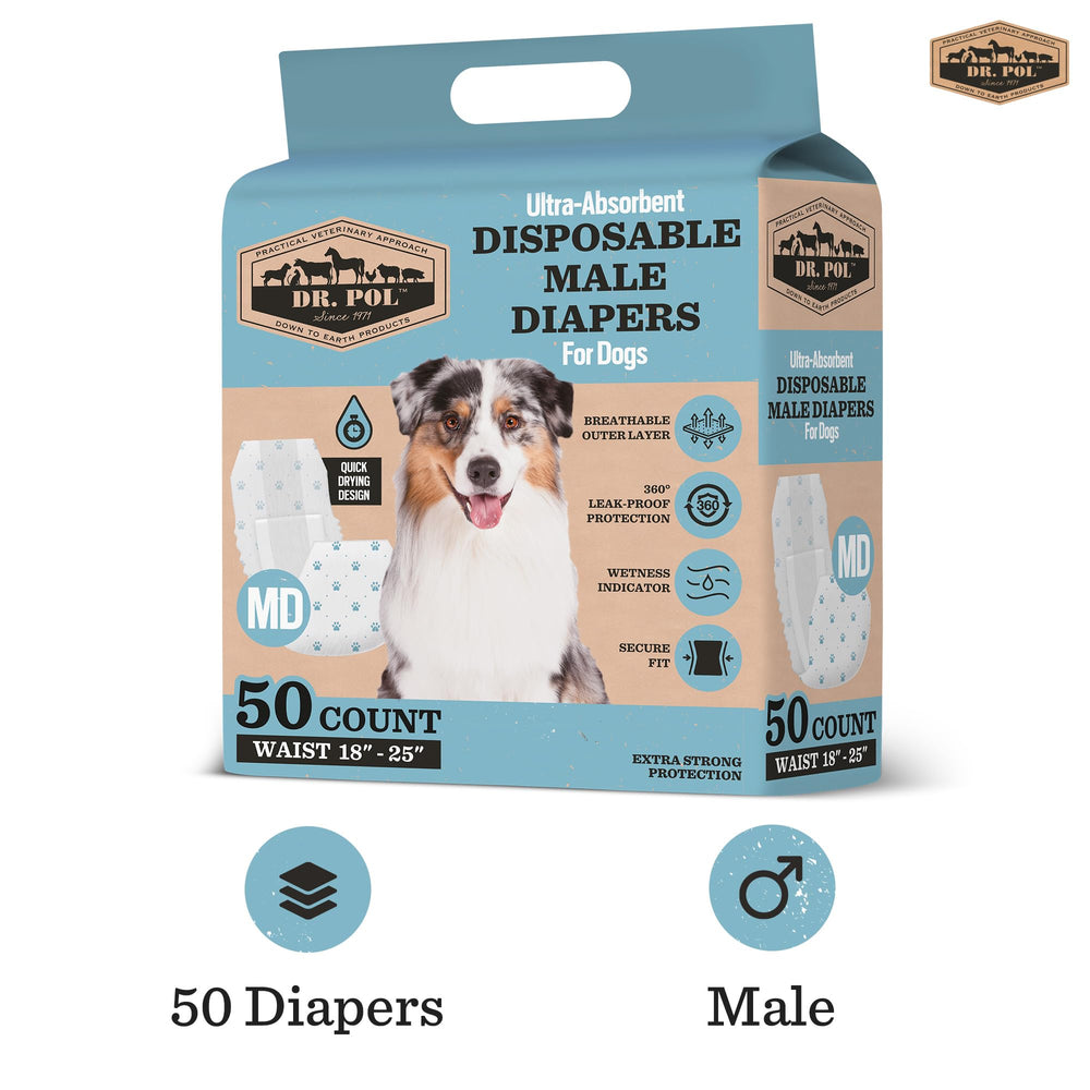 Dr. Pol pañales para perros machos con ajuste cómodo y cierre seguro.