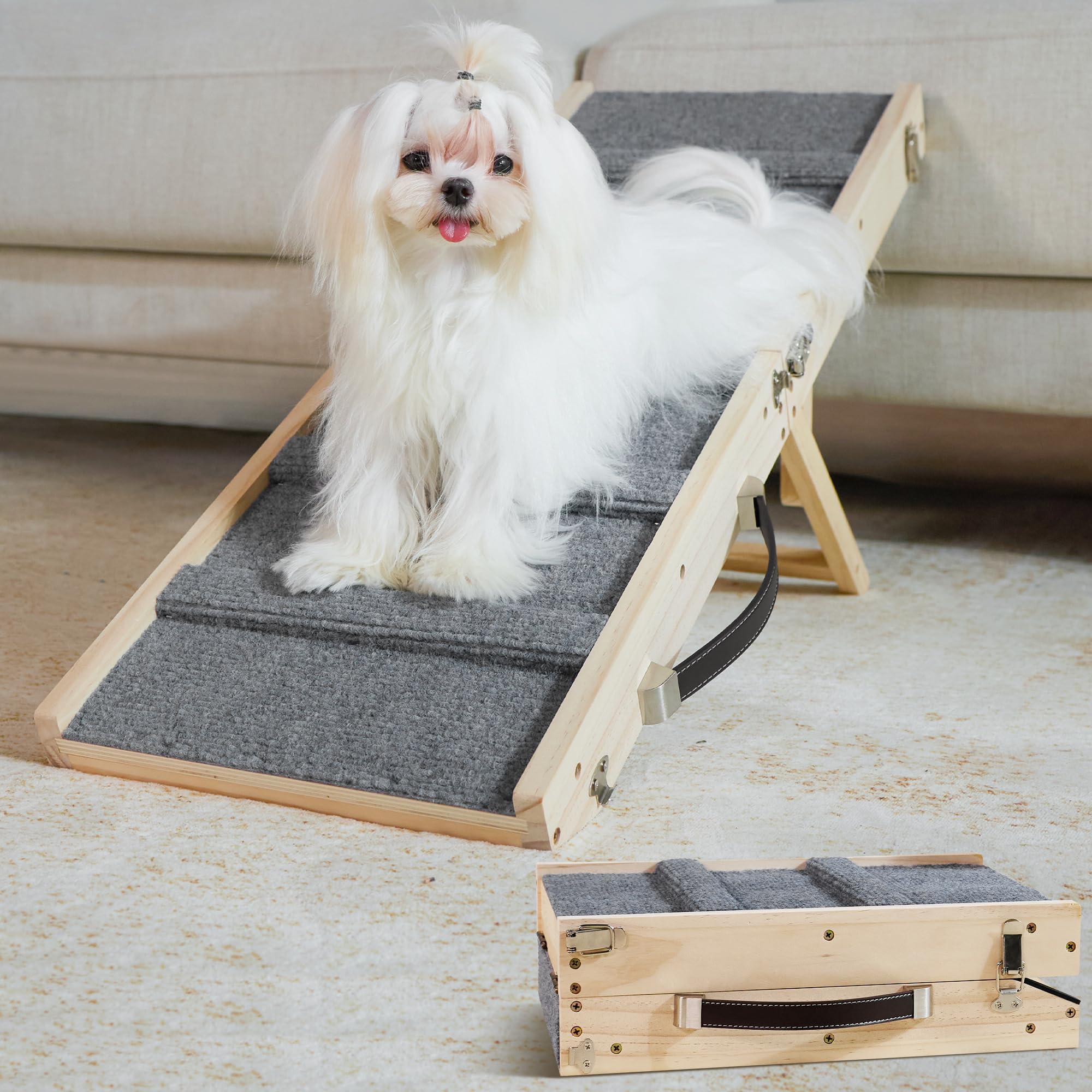 Drakthos rampa para perro pequeño plegable facilita el acceso a muebles.