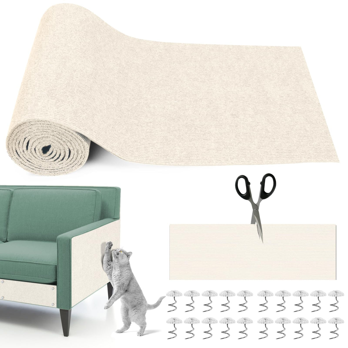 Alfombra Draupnir para rascar gatos extendida, protege muebles delicados y ofrece área de juego.