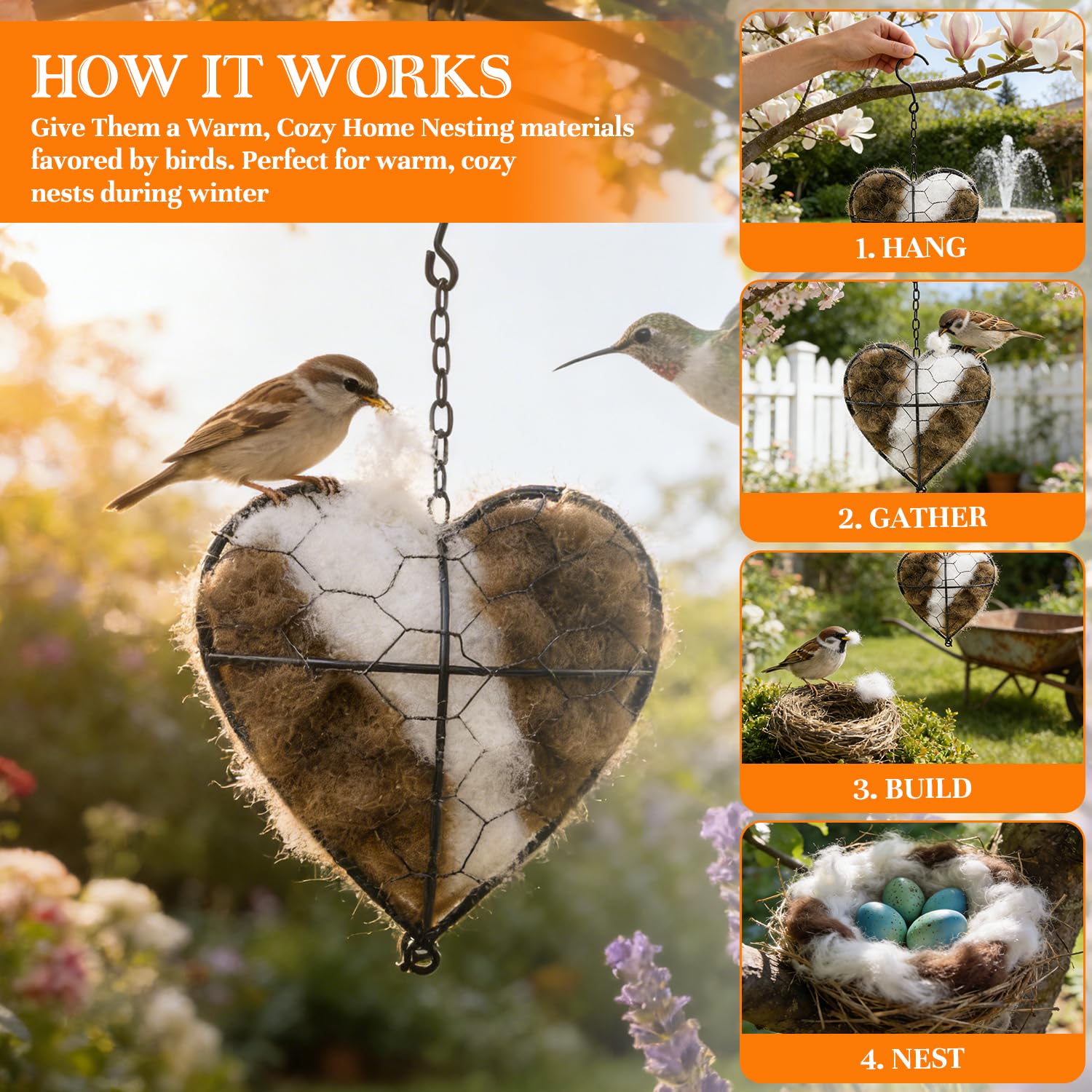 DreaVant Corazón de Alpaca, diseño de jardín y refugio decorativo para aves.