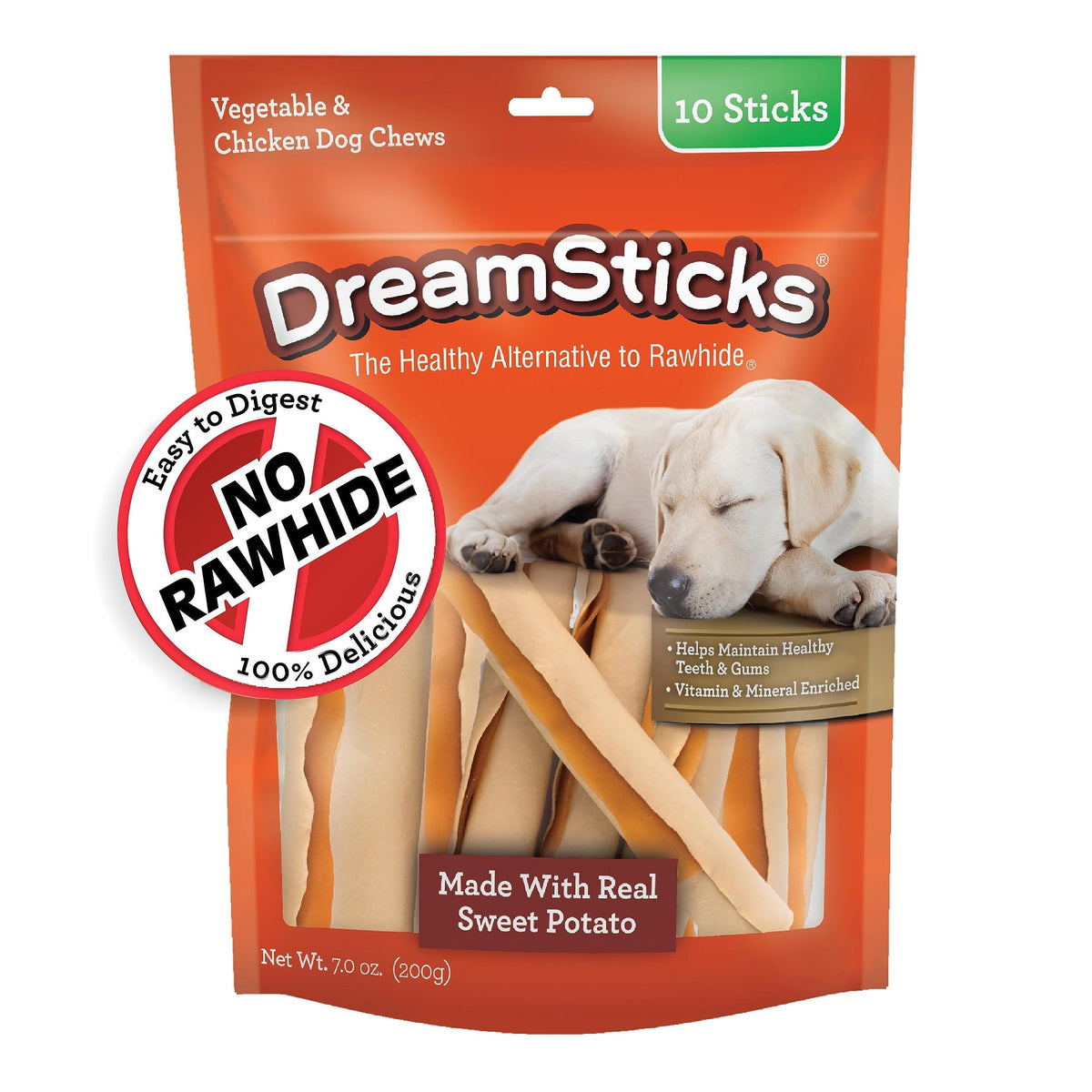 DreamSticks de DreamBone con batata real, para masticar y entretener a tu perro