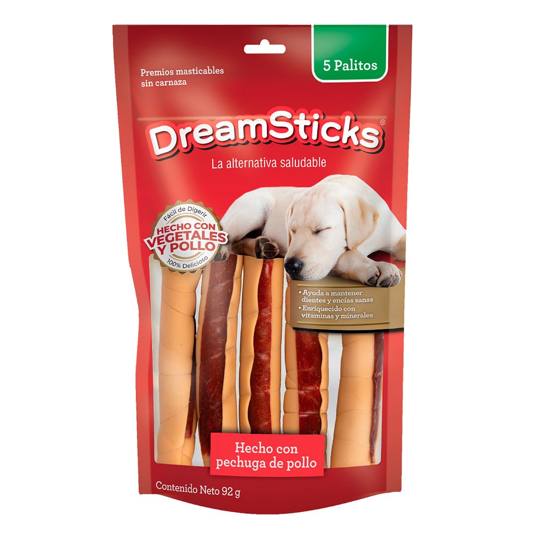 DreamBone DreamSticks: palitos de pollo y verduras para perros, ayuda a mantener dientes sanos durante la masticación