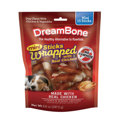 DreamBone Mini envueltos en pollo real, sabor delicioso que encanta a perros pequeños