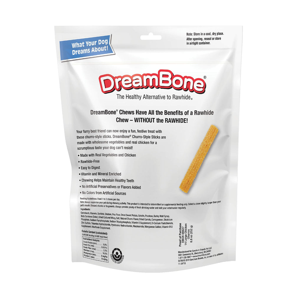 DreamBone palitos churro con vegetales, opción sabrosa y digestible para perros.