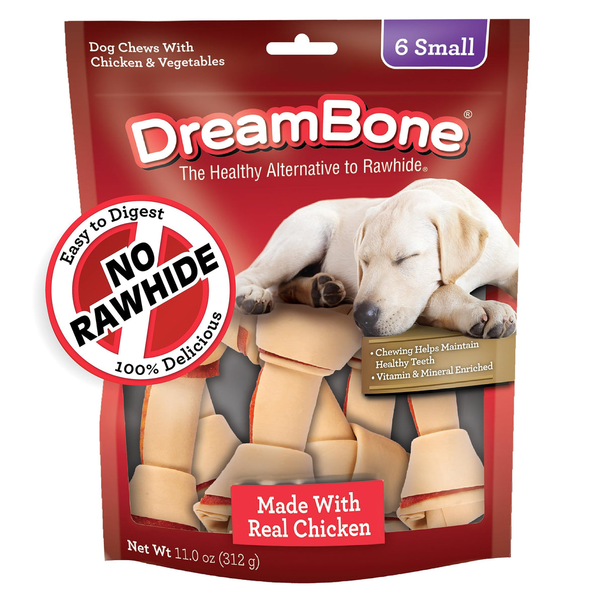 DreamBone pequeños masticables pollo real: snack sabroso para dientes sanos