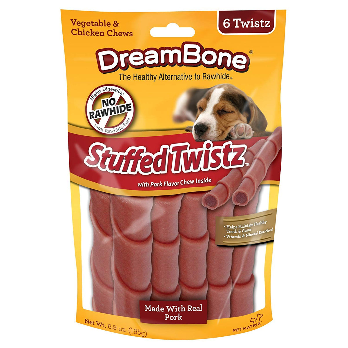 DreamBone Twistz rellenos de cerdo con centro sabroso para masticar a tu perro
