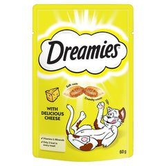 Dreamies queso-gato-premio: recompensa sabrosa para gatos y juego diario.