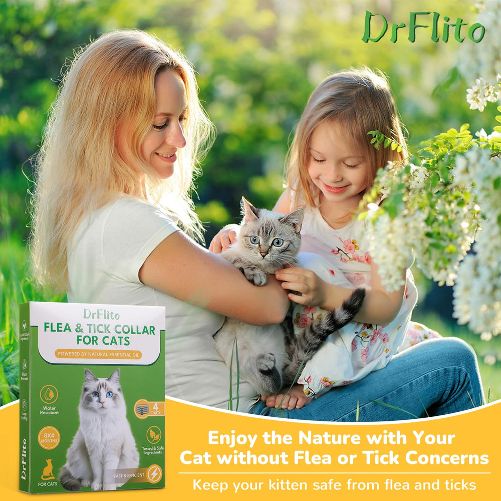 DrFlito collar antipulgas apto para gatos y gatitos, protección flexible.