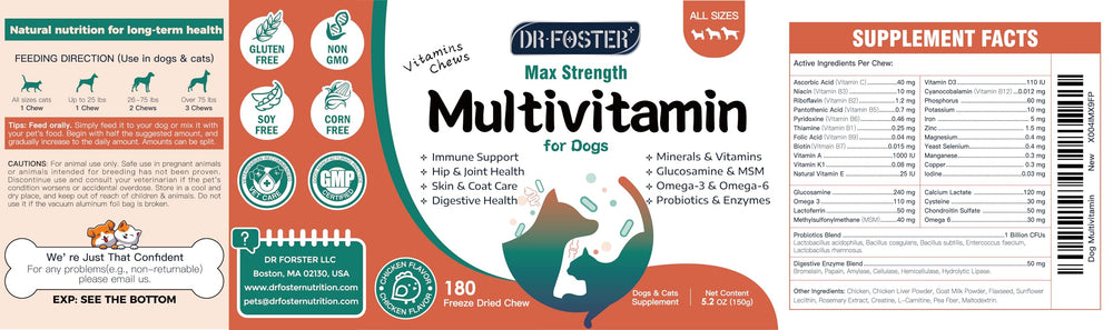 DRFOSTER multivitamínico para perros: masticables fáciles de incorporar.