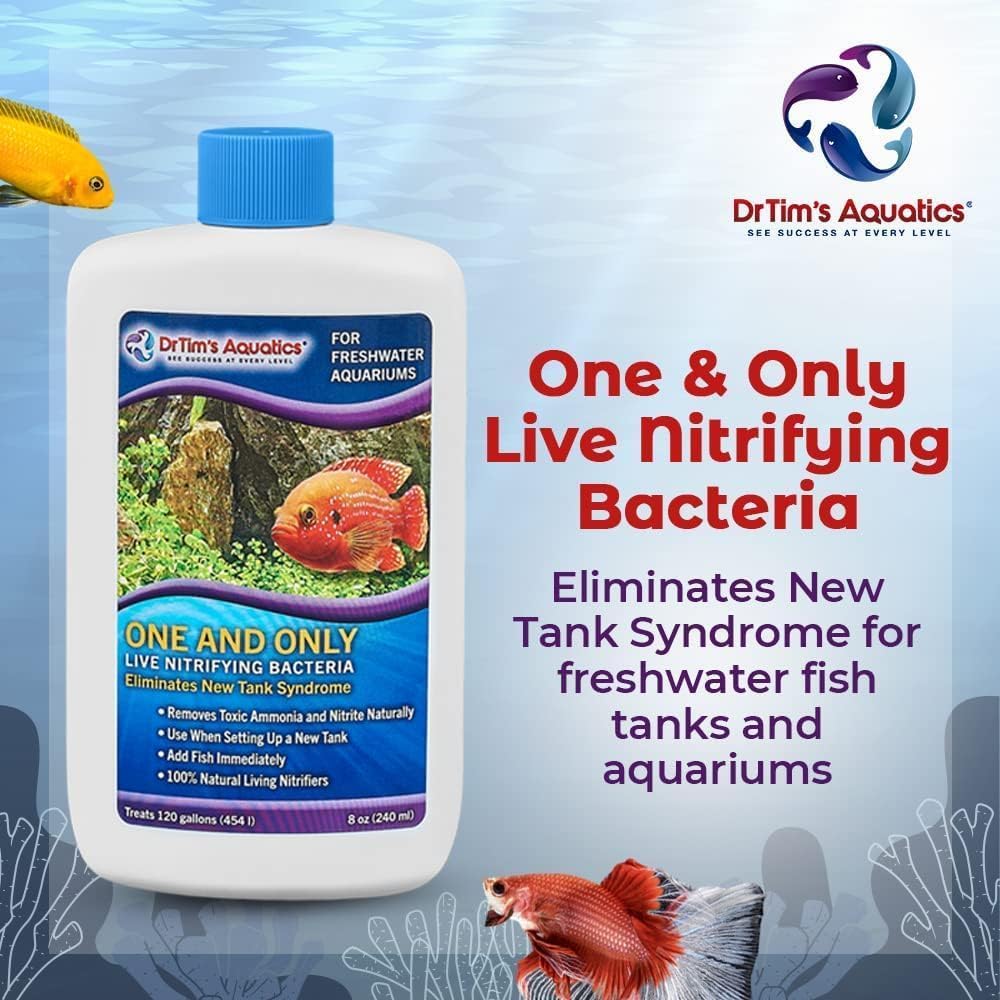 DrTim's Aquatics One and Only Freshwater: etiqueta visible para identificar su uso recomendado.