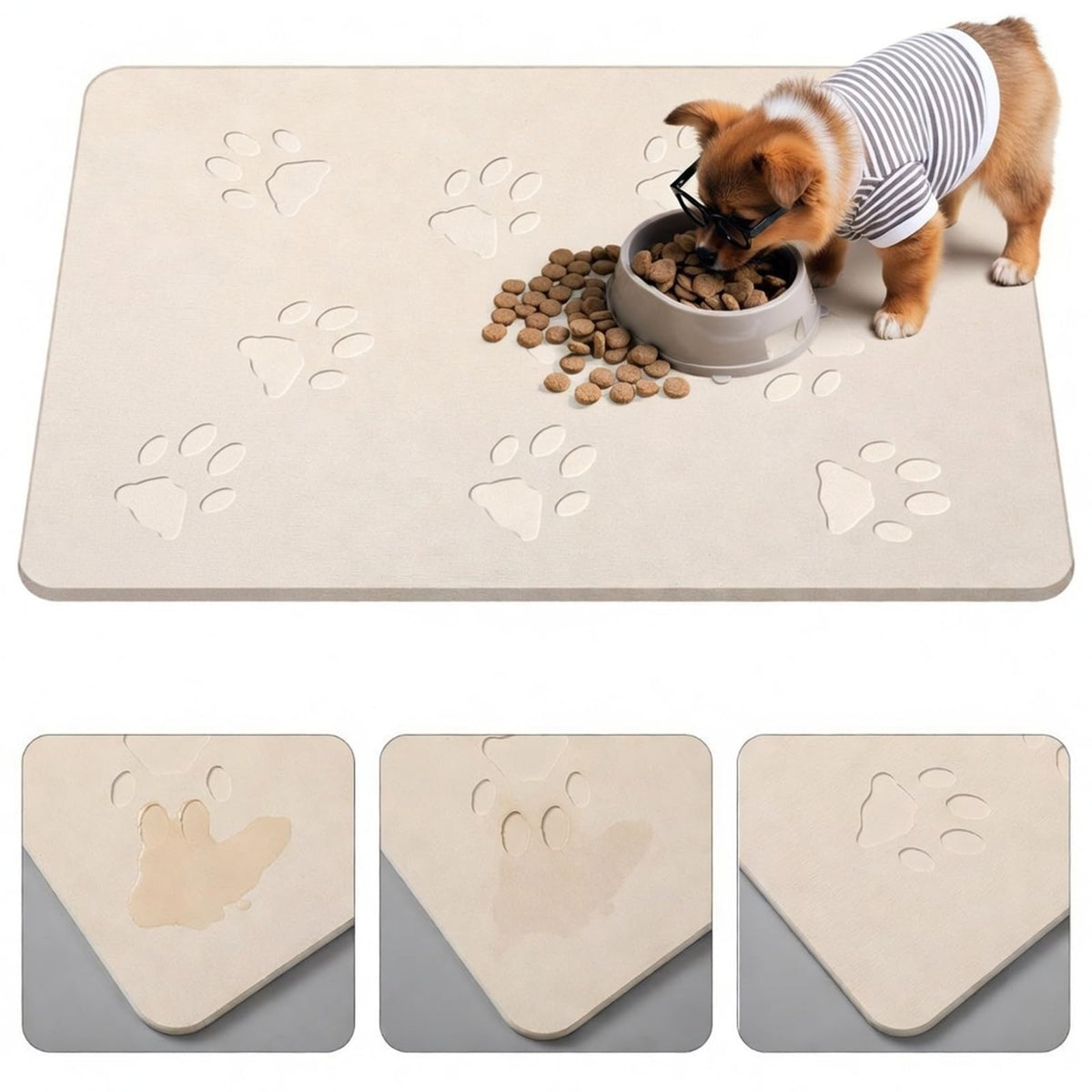 Drydiet almohadilla piedra beige para comida de mascotas, absorbe agua rápidamente