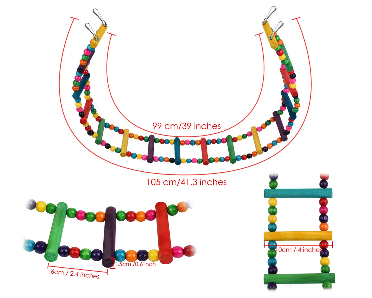 DS. DISTINCTIVE STYLE puente de colores para jaula, estimula juego y exploración