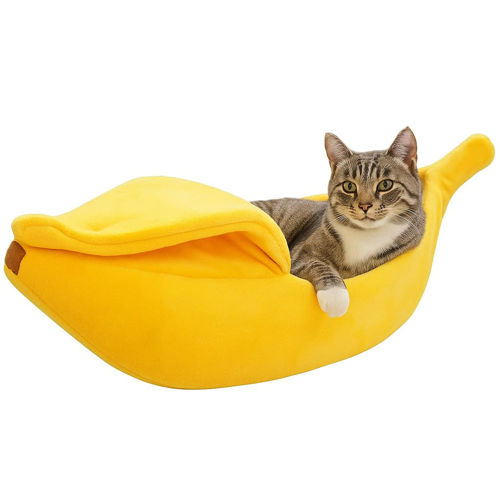 DSDESHU Cama banana para gatos, espacio amplio para siestas.