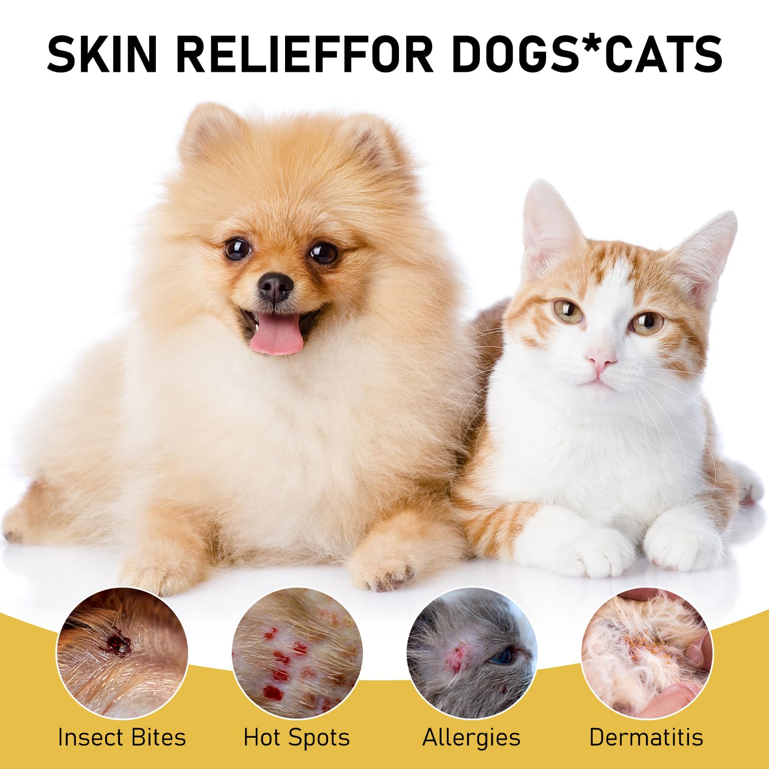 Aplicación del spray en perro o gato, uso diario cómodo.