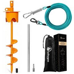 Duckygoo cable para perro resistente con recubrimiento plástico para uso al aire libre y duradero.