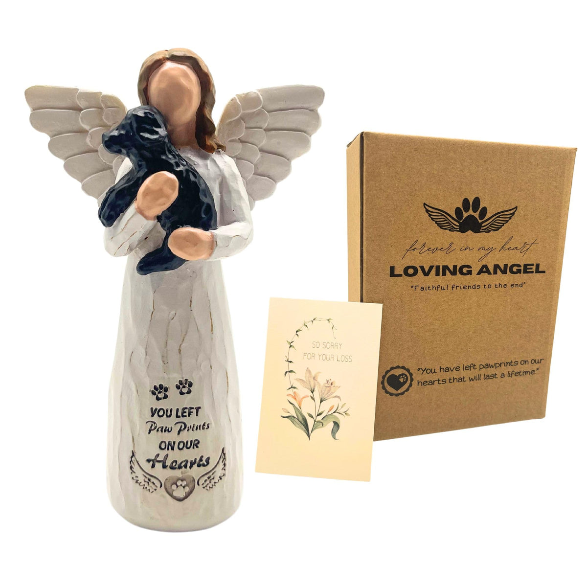 DUDULOVY figura-angel-perro-memorial: escultura conmemorativa para recordar a tu perro en casa.
