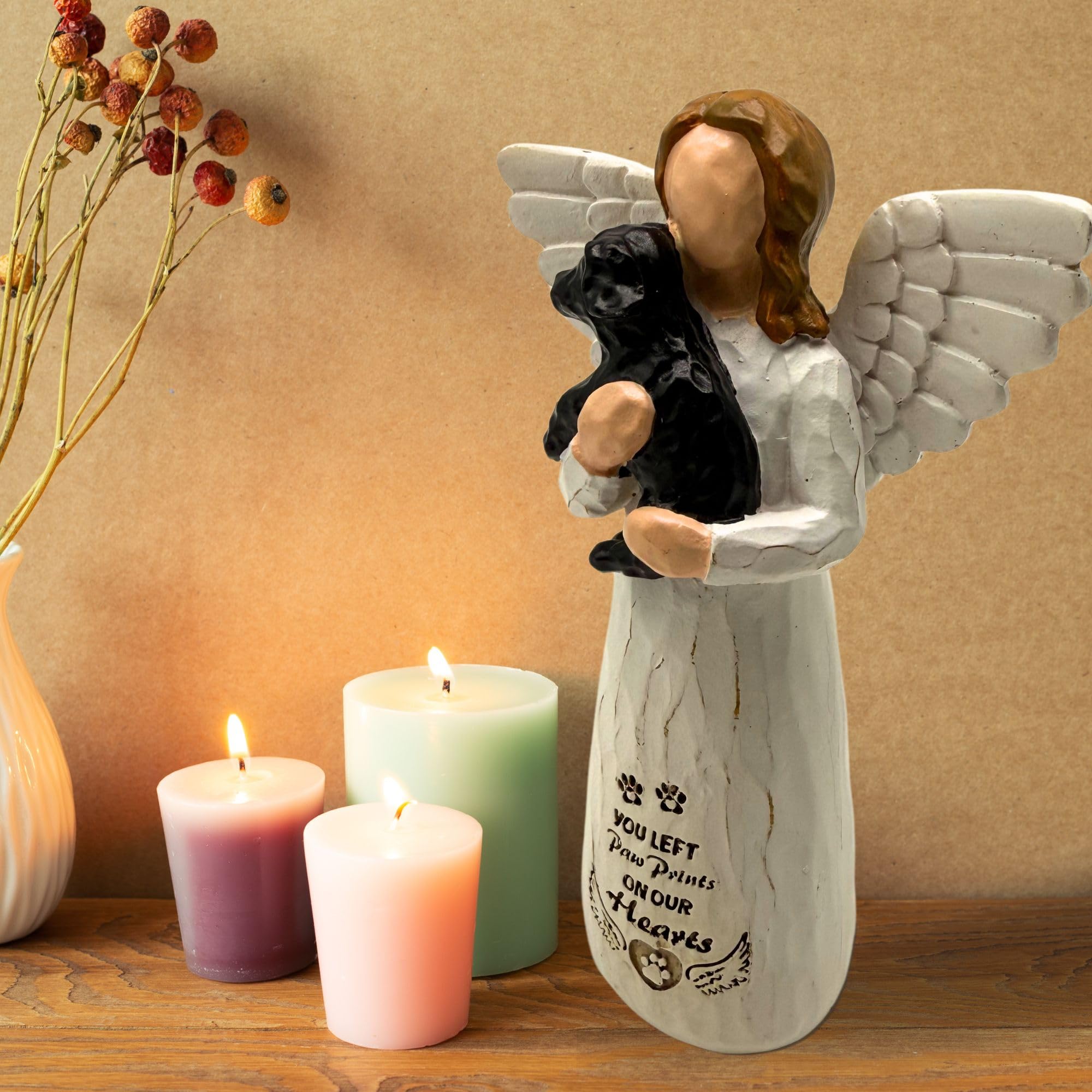 DUDULOVY figura-resina-angel-perro-durable: material duradero para un recuerdo que perdura.