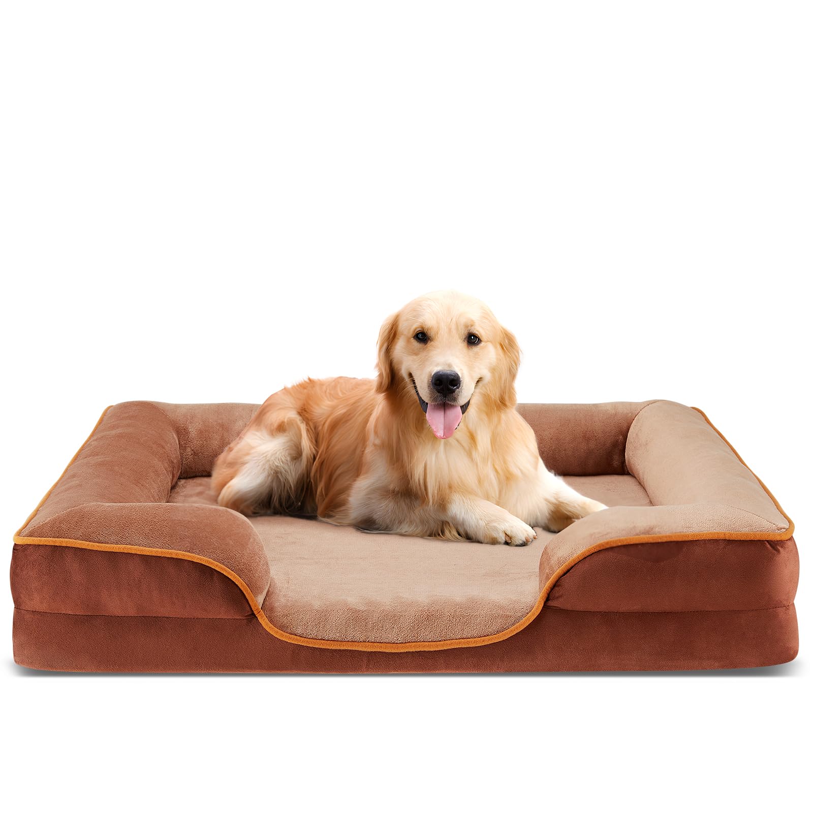 Cama ortopédica DUMOS para perros XL, vista frontal, soporte estable para descanso.