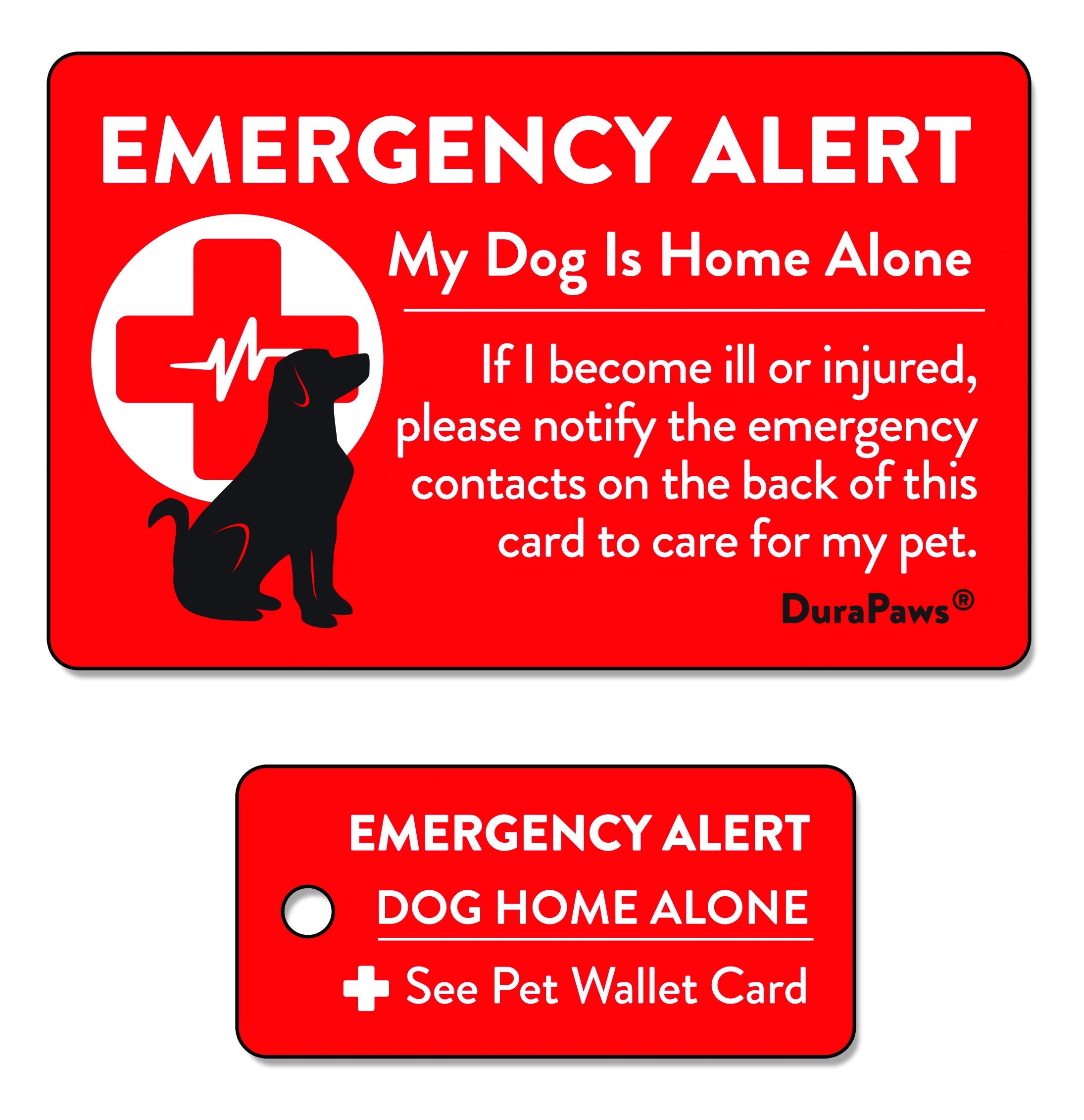 Tarjeta de emergencia DuraPaws para mascotas en el bolsillo, fácil de usar.