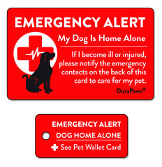 Tarjeta de emergencia DuraPaws para mascotas en el bolsillo, fácil de usar.
